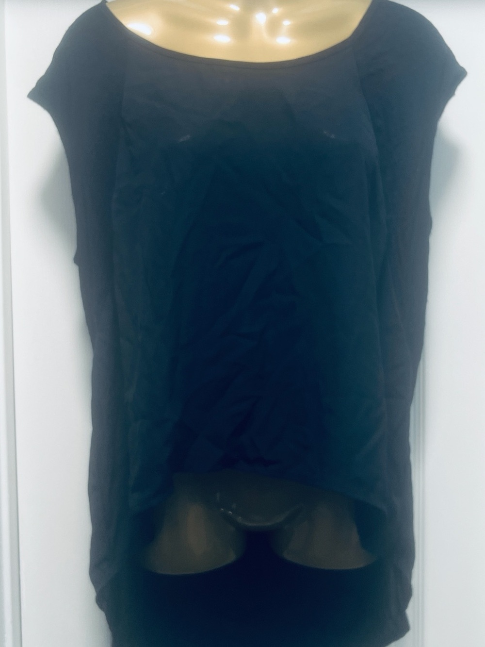 Liberty Love Black Cap-Sleeve High-Low Tunic (Bin 6-009)
